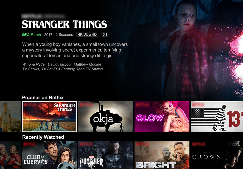 Default streaming home screen: two rows of cover art running off the edge of the screen